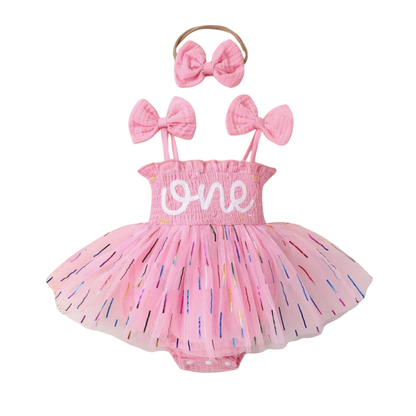 2pc Pink 1st Birthday Tutu Dress