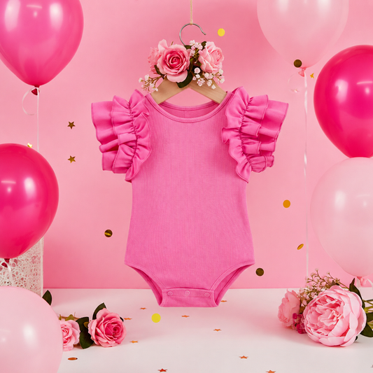 Cerise Pink Ruffle Bodysuit
