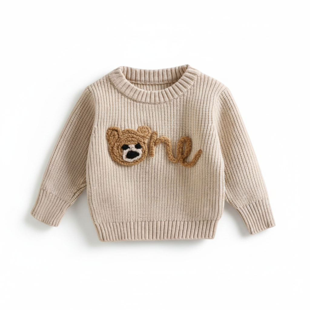 Beige Knitted One Jersey flat lay on white background