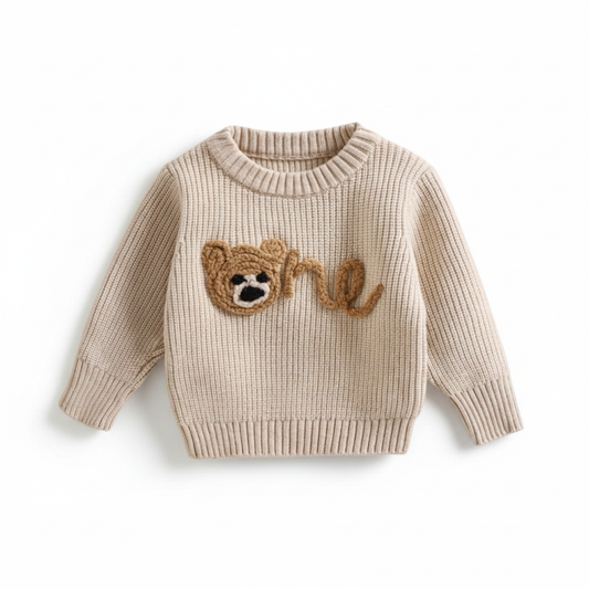 Beige Knitted One Jersey flat lay on white background